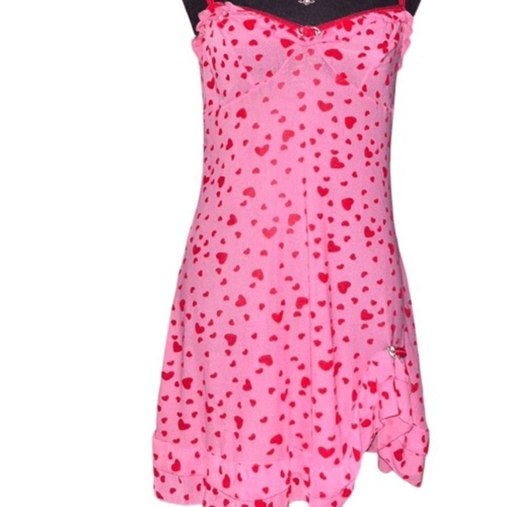 Sugar Thrillz Heart Print Mesh Slip Dress